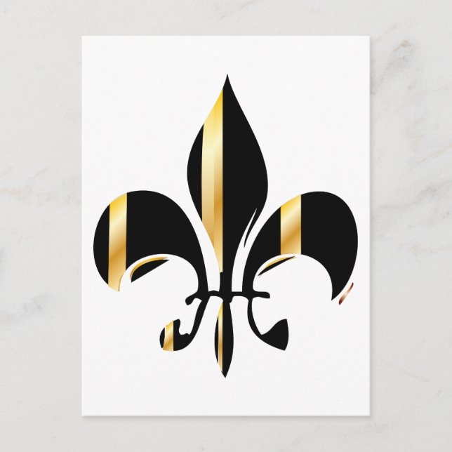 Carte Postale Fleur de Lis noir et or (Devant)