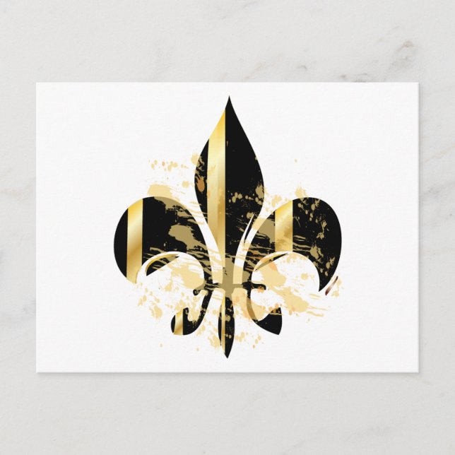 Carte Postale Fleur de Lis noir et or (Devant)