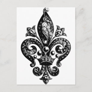 Carte Postale Fleur de Lis Ornate Intricate