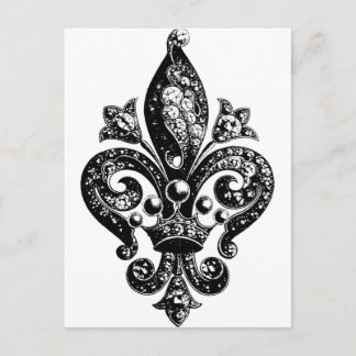 Carte Postale Fleur de Lis Ornate Intricate