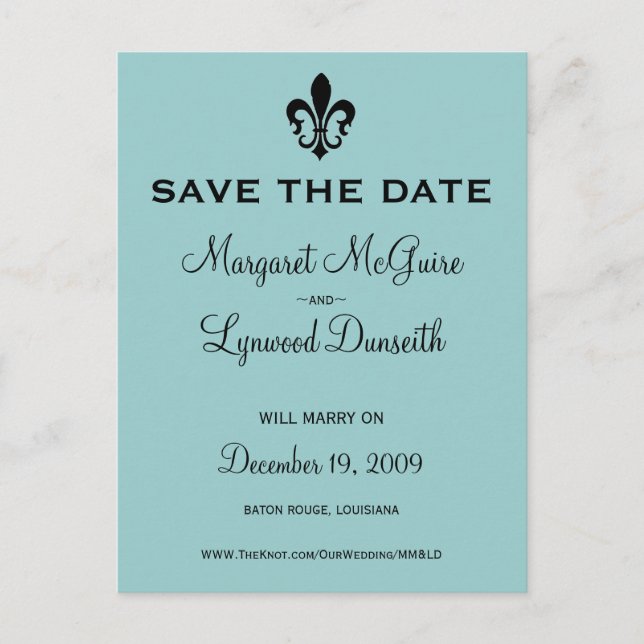 Carte postale Fleur de lis pour annoncer la date (Devant)