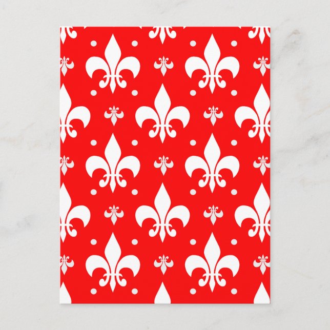 Carte Postale Fleur de lis rouge Motif (Devant)