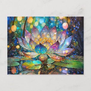 Carte Postale Fleur de lotus illuminée en fleurs