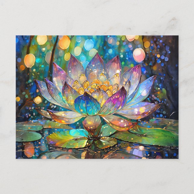 Carte Postale Fleur de lotus illuminée en fleurs (Devant)