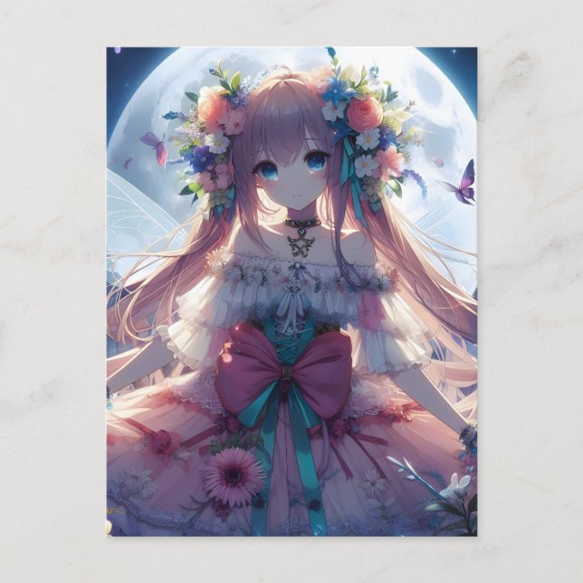 Carte Postale Fleur de lune d'Anime (Devant)