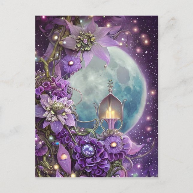 Carte Postale Fleur de lune violette Imaginaire détaillée (Devant)