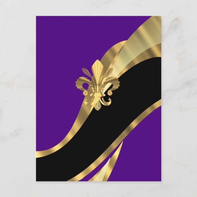 Carte Postale Fleur de lys violet et or (Devant)