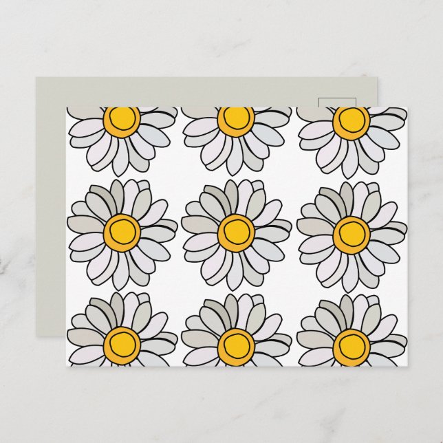 Carte Postale Fleur de marguerite florale Daisy (Devant / Derrière)