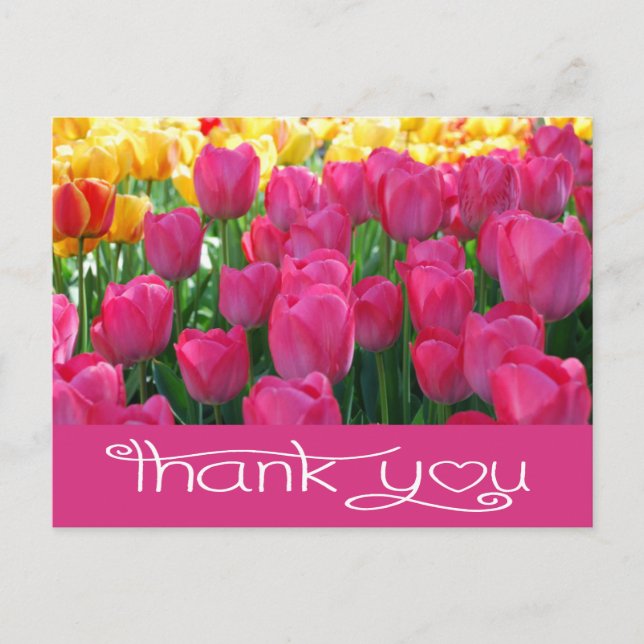 Carte Postale Fleur De Merci Floral Rose Et Tulipes Jaunes (Devant)