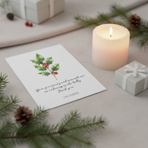 CARTE POSTALE FLEUR DE NAISSANCE DE DÉCEMBRE À L'AQUARELLE HOLLY