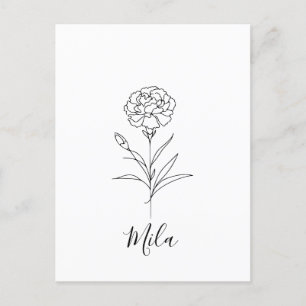 Carte Postale Fleur de naissance de l'oeillet de janvier personn
