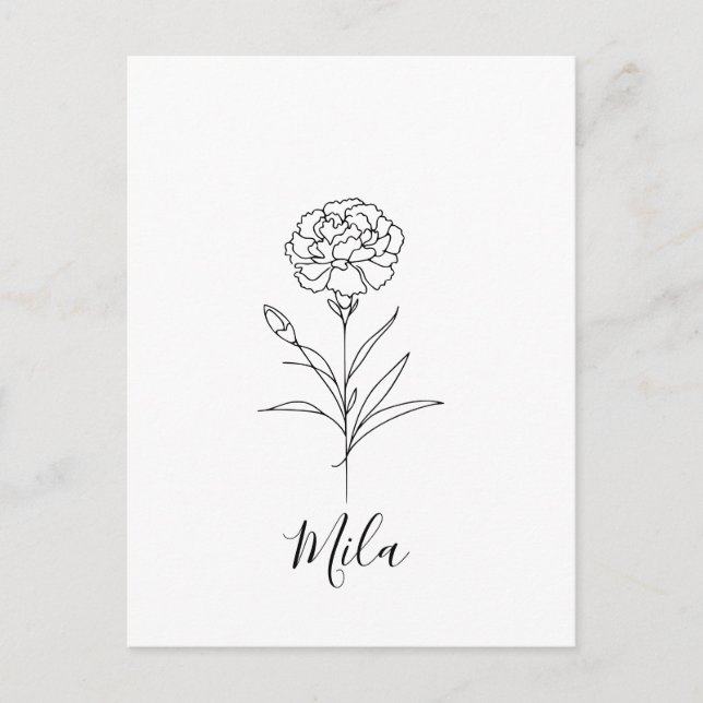 Carte Postale Fleur de naissance de l'oeillet de janvier personn (Devant)