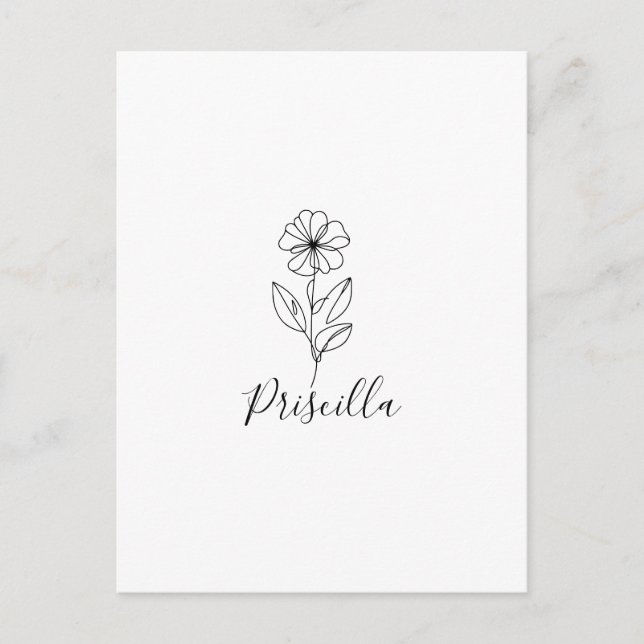 Carte Postale Fleur de naissance personnalisée février violette (Devant)