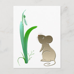 Carte Postale Fleur de neige et souris