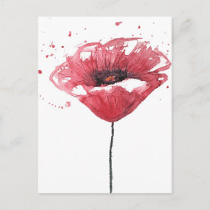Carte Postale Fleur de pavot, aquarelle