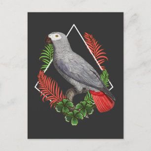 Carte Postale Fleur de perroquet gris d'Afrique