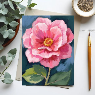 Carte Postale Fleur de pivoine rose aquarelle florale