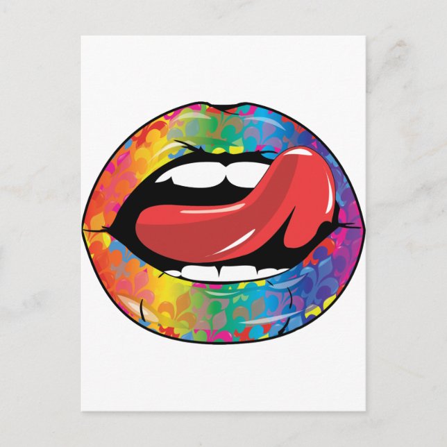 Carte Postale Fleur De Rainbow Licking Lips (Devant)