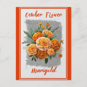 Carte Postale Fleur de souci floral vintage d'octobre