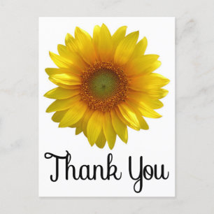 Carte Postale Fleur de tournesol jaune Merci floral