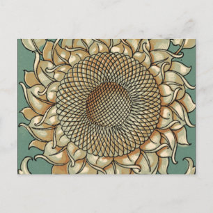 Carte Postale Fleur de tournesol sur Arrière - plan bleu-vert