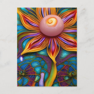 Carte Postale Fleur de verre ornée