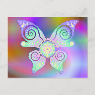 Carte Postale Fleur de vie / Blume des Lebens - papillon