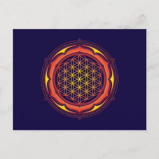 Carte Postale Fleur de vie, Lotus, Géométrie Sacrée, Bouddhisme