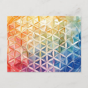 Carte Postale Fleur de vie - Peinture aquarelle