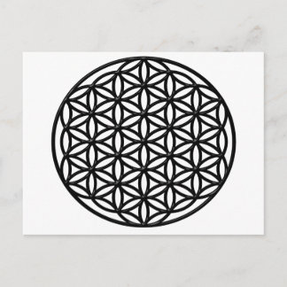Carte Postale Fleur de vie Symbole de géométrie sacrée (noir)