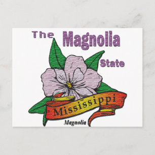 Carte Postale Fleur d'État du Mississippi Magnolia