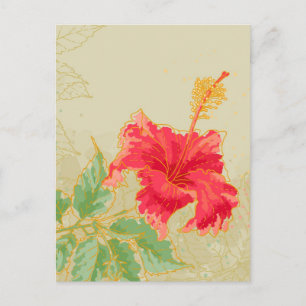 Carte Postale Fleur d'Hibiscus sur arrière - plan tonique