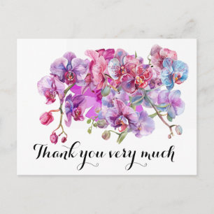 Carte Postale Fleur d'orchidée violette merci