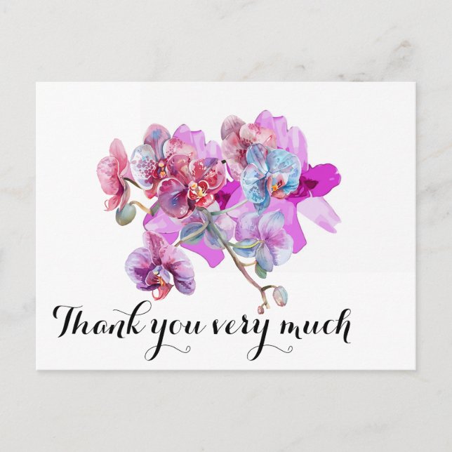 Carte Postale Fleur d'orchidée violette merci (Devant)