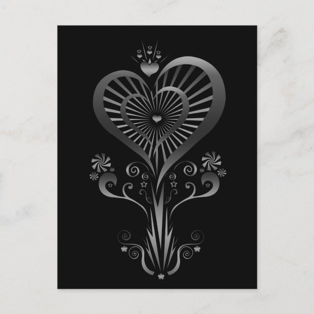 Carte Postale Fleur du coeur - Argent (Devant)