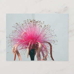 Carte Postale Fleur et Flamant rose optiques en fibre réelle