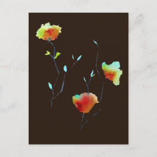 Carte Postale Fleur florale simple moderne Art d'automne