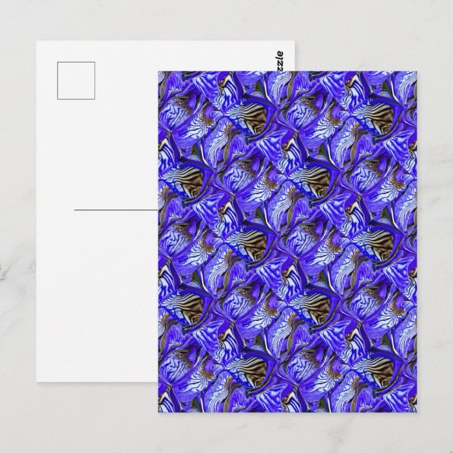 Carte Postale Fleur Iris Violet / Esthétique / Carrelé / (Devant / Derrière)