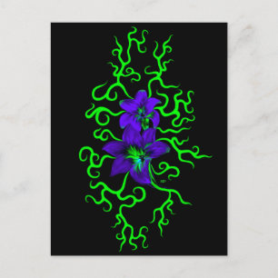 Carte Postale Fleur Lily violette sur noir