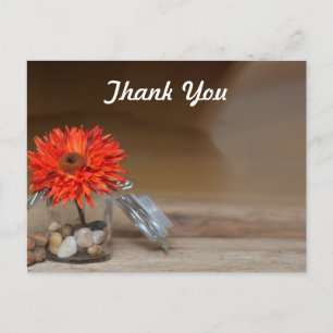 Carte Postale Fleur orange à Mason Jar Merci
