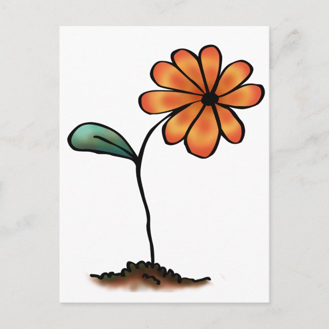Carte Postale Fleur orange mignonne (Devant)