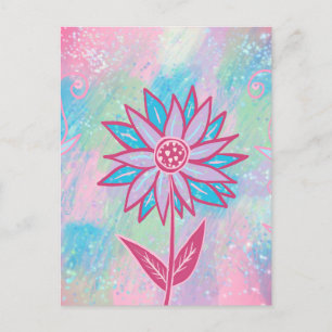 Carte Postale Fleur Pastel à main mignonne