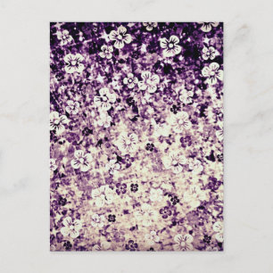 Carte Postale Fleur Power en Violet de minuit, Art Ombre Floral