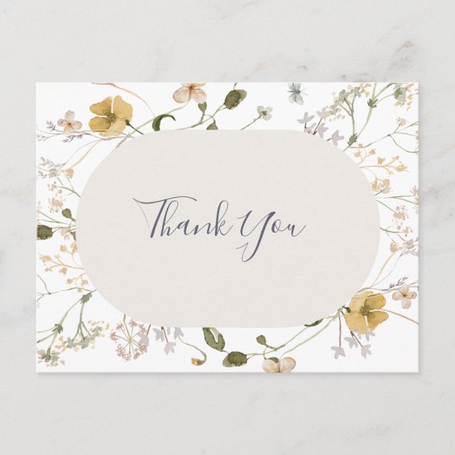 Carte Postale Fleur printanière | Remerciements Mariage Blanc (Devant)