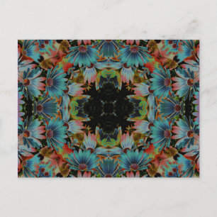 Carte Postale Fleur psychédélique Postca d'art de kaléidoscope