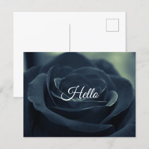 Carte Postale Fleur Rose noir foncé Vibe gothique Bonjour
