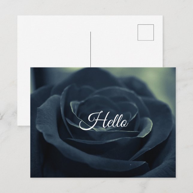 Carte Postale Fleur Rose noir foncé Vibe gothique Bonjour (Devant / Derrière)