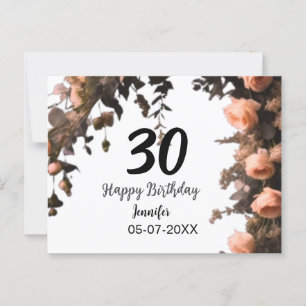 Carte Postale Fleur rose vintage moderne 30 ans 