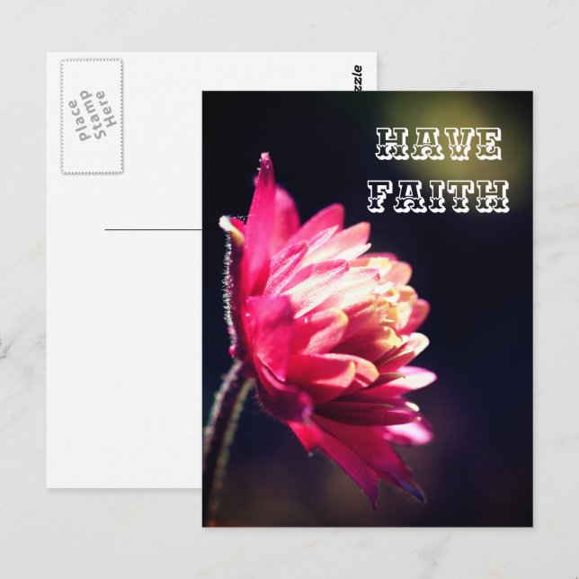 Carte Postale Fleur rouge ont foi Inspiration (Devant / Derrière)