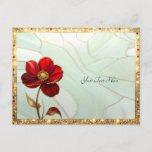 Carte postale Fleur Rouge Vitrail